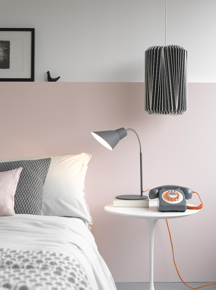 Wild Wood – Cumulus lampshade £47.95, Gooseneck lamp £59.95, 746 phone £49.95, all in concrete grey from Wild & Wolf